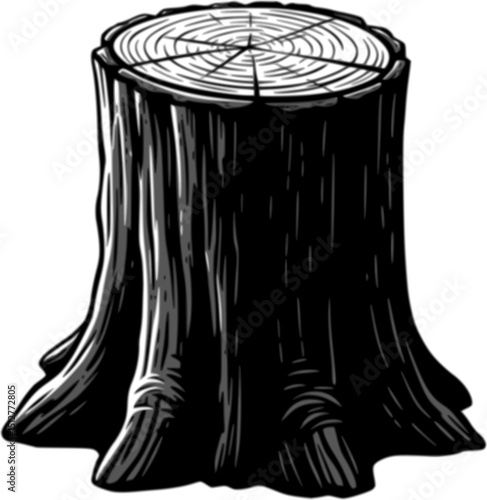 Tree stump black silhouette, Tree stump vector
