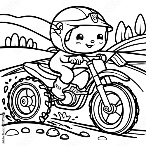 Baby Riding a Dirt Bike on a Muddy Off-Road Trail