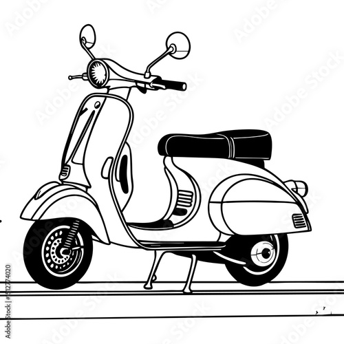 Wallpaper Mural Classic Retro Scooter Parked on the Road for Coloring Torontodigital.ca