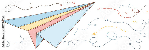 Pastel Paper Airplane Illustration A Vector Design of Flight and Dreams