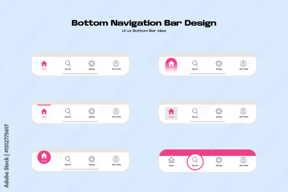 bottom navigasi bar template for interface website. Bottom navigation bar. vector eps