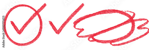 Hand-drawn Red Check Marks and Crosses Vector Graphics