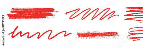 Red Crayon Strokes Hand-Drawn Textures and Lines for Design