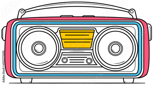 Vintage Boombox Radio Illustration Retro Audio Design