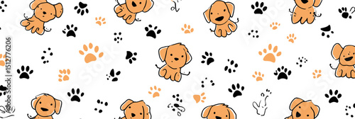 Adorable Puppy Paws Seamless Pattern Cute Dog Design for Fabric, Wallpaper, and More