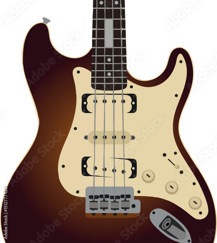 Electric bass guitar illustration with brown and cream colors vector design 