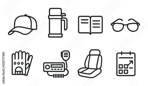 Driver essentials linear icon set. automotive and driving symbols collection