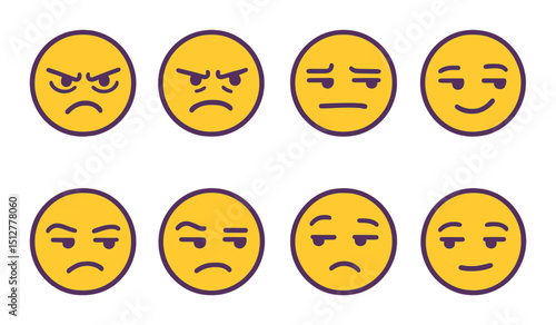 Emoticon silhouette icon set. expressions and mood faces collection