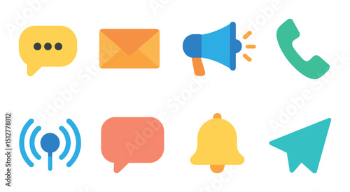 Minimal communication icon set in flat style. simple and basic messaging symbols