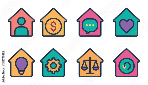 Zodiac house silhouette icon set. astrology symbols and horoscope design elements