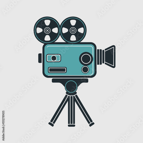 Vintage movie camera icon isolated on white background