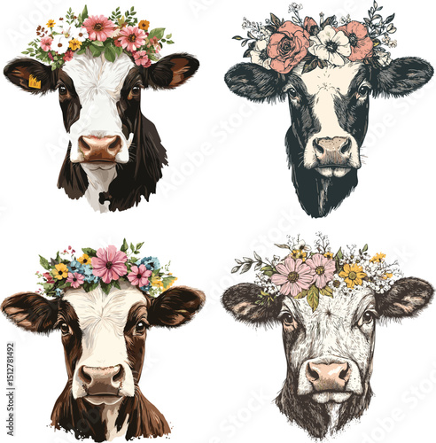 set of funny cows