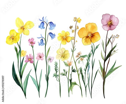 Wallpaper Mural Colorful Watercolor Flowers Arrangement Torontodigital.ca