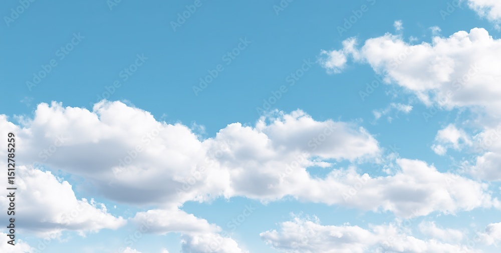 Fototapeta premium Bright Blue Sky With Fluffy Clouds