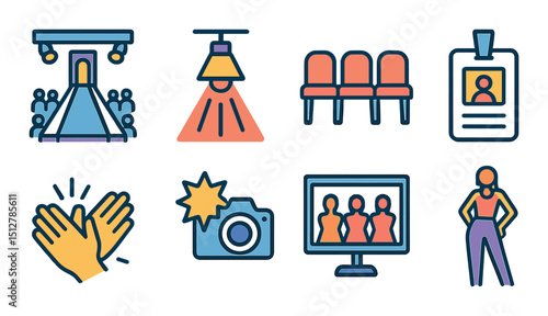 Fashion and style linear icon set. clothing, design, and trend symbols