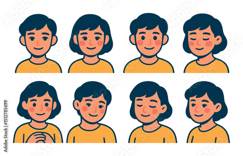 Romantic gaze icon set: flat style. love, affection, relationship symbols