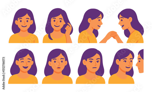 Flirtatious cues icon set in flat design. romantic gestures and expressions collection