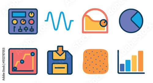 Music and audio flat icon set. modern sound and volume control symbols