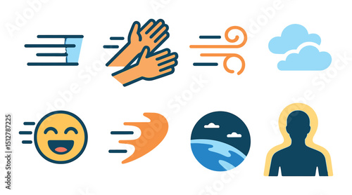 Speed and motion icon set. dynamic silhouette symbols for fast-paced design themes