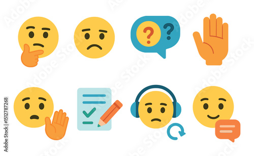 Emotional expression icon set. flat, simple, and communicative symbols