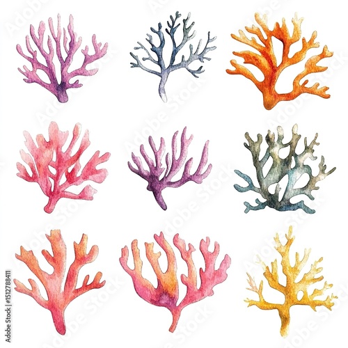 Colorful Watercolor Coral Collection