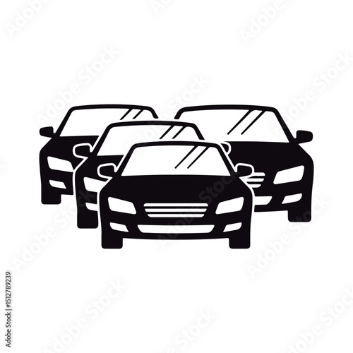 Group of Cars Front View Icon.
