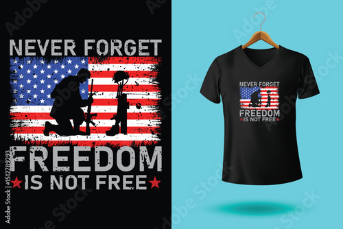 Memorial Day T-Shirt Design – Patriotic American Flag, Military Tribute, Veteran Remembrance Graphic