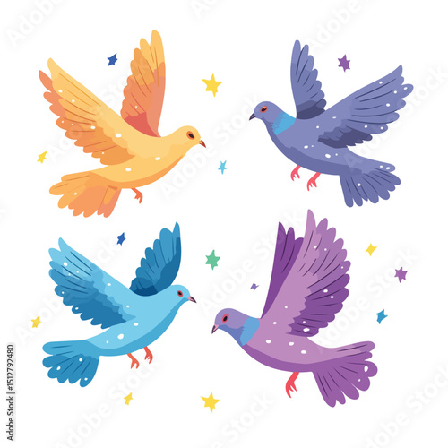 Peace Day Pigeons Animal Icon Vector Illustration for World Peace Campaigns