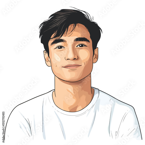 Professional Young Asian Man Vector Illustration in Isolated White Background for Graphic Design Projects