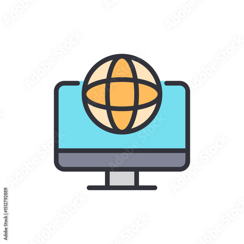 Global Connection Displayed On A Monitor Screen With Transparent Effect