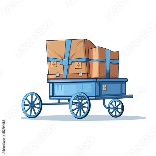 Professional Hand Cart Shipping Box Delivery Service Vector Illustration for Logistics and Transportation Business