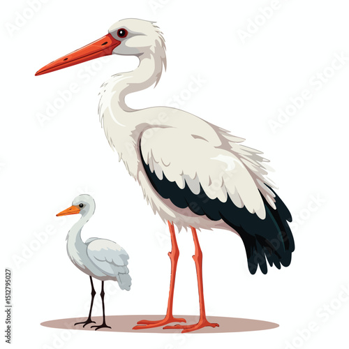 Professional Isolated Stork with Baby Design Vector Illustration for Various Projects
