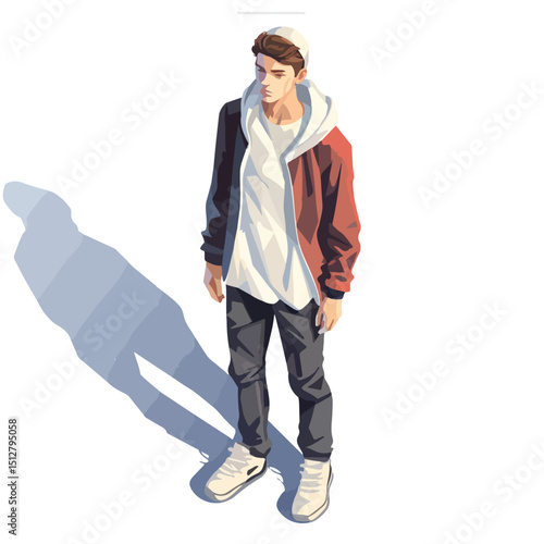 Professional Isometric Young Man Vector Illustration for Marketing Materials and Business Presentations