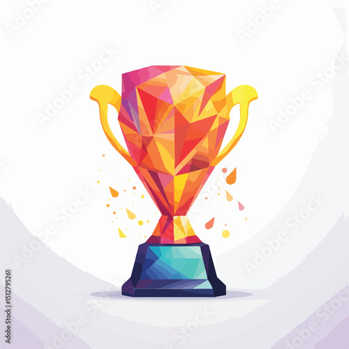 Geometric Low Poly Design Trophy Vector Illustration Isolated on White Background for Awards Ceremony Concept