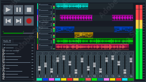 Tableau sur toile Digital audio workstation interface