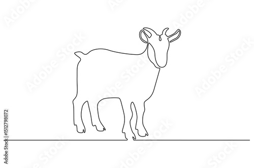 Continuous one line drawing of Goat. Single line drawing illustration of Muslim holiday sacrificing animals to God. Eid Al Adha Banner concept vector art. Doodle line illustration.