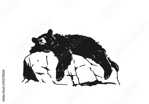 Black Bear hand drawn simple sketch vector illustration