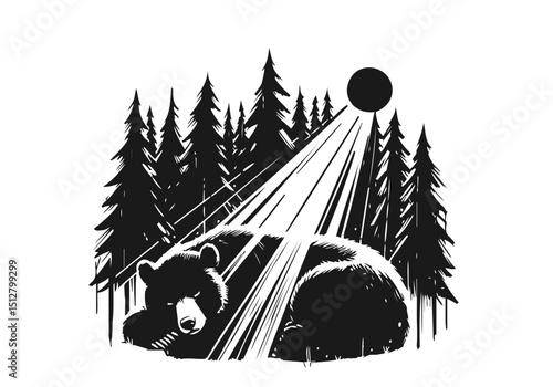 Black Bear hand drawn simple sketch vector illustration