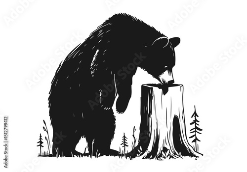 Black Bear hand drawn simple sketch vector illustration