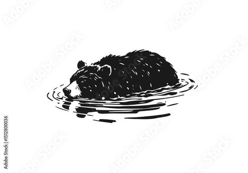 Black Bear hand drawn simple sketch vector illustration