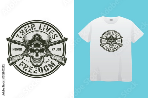 Memorial Day T-Shirt Design – Patriotic American Flag and Military Tribute Graphic.