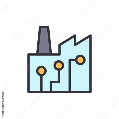 Modern Smart Factory Concept With Integrated Technology Network
