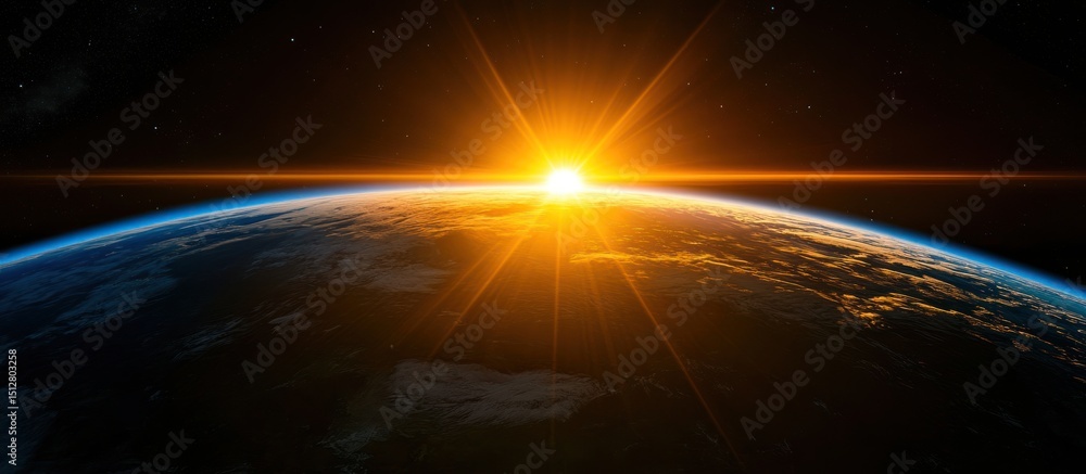 Obraz premium Spectacular sunrise from outer space illuminating planet earth beautifully