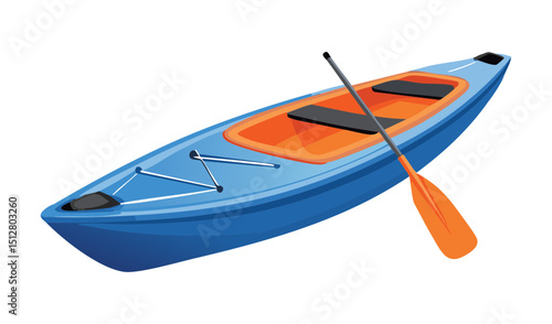 Blue Kayak with Orange Paddle