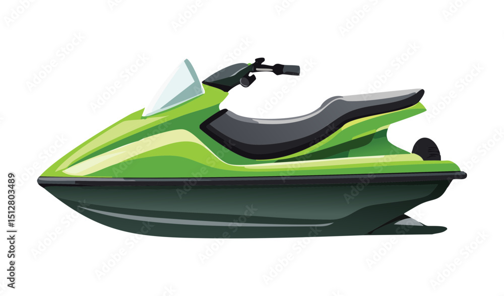 Naklejka premium Green Jet Ski Side View Sport