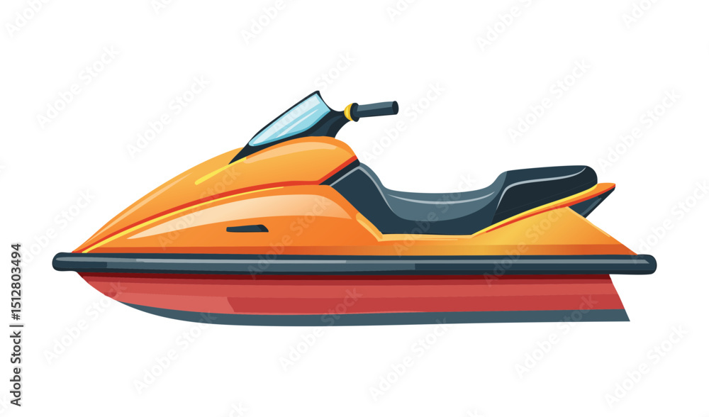 Naklejka premium Orange Jet Ski Side View Recreation