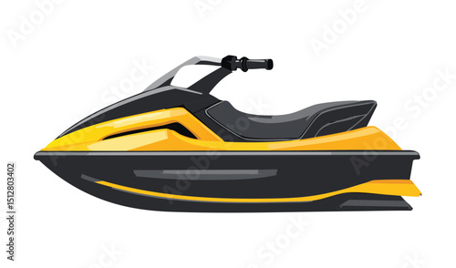 Black Yellow Speedboat Side View