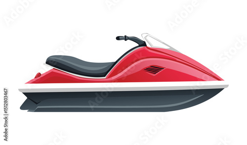 Red Jet Ski White Stripes Action