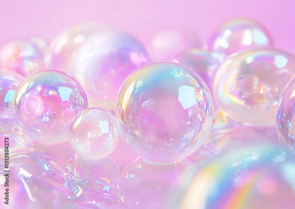 Close Up Of Cluster Of Pastel Pink Soap Bubbles Close Up Of Cluster Of Pastel Pink Soap Bubbles