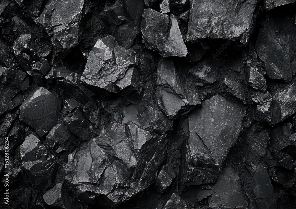 A close-up texture of dark, rough, irregularly shaped stones, creating a dense, monochrome background A close-up texture of dark, rough, irregularly shaped stones, creating a dense, monochrome background